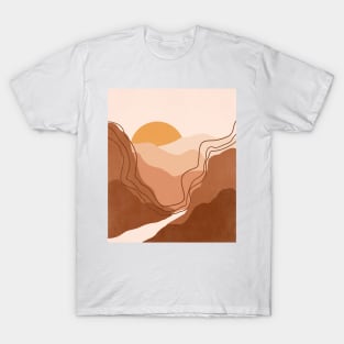 Abstract boho sunrise mountain landscape 3 T-Shirt